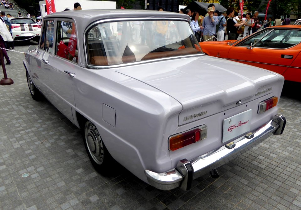 The rearview of Alfa Romeo Giulia Berlina 1300 Super