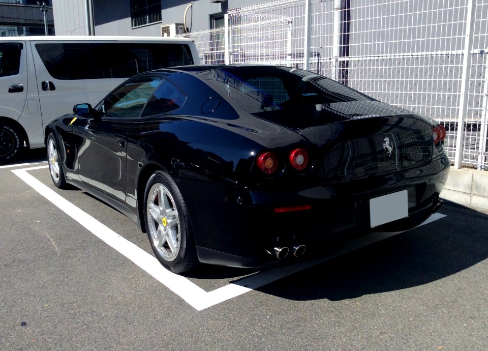 The rearview of Ferrari 612 SCAGLIETTI
