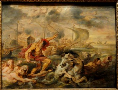 The Voyage of the Cardinal Infante Ferdinand of Spain from Barcelona to Genoa in April 1633, with Neptune Calming the Tempest, by Peter Paul Rubens, 1635 - Fogg Art Museum - DSC02322 photo