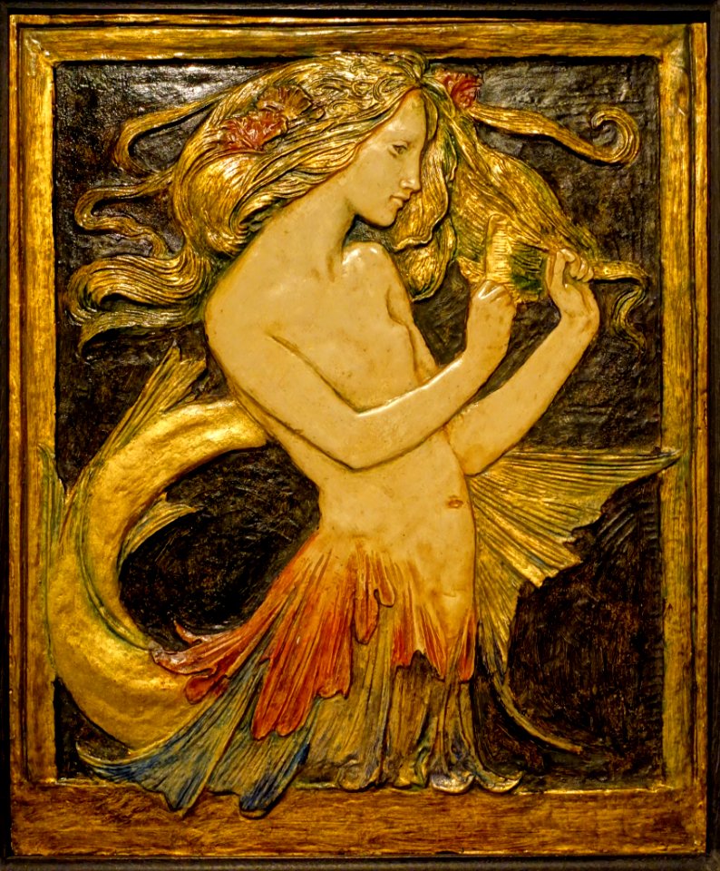 The Mermaid by Robert Anning Bell, London, c. 1904-1907 (first version 1899), polychromed plaster - Montreal Museum of Fine Arts - Montreal, Canada - DSC09096