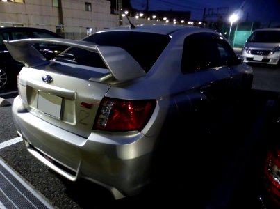 The rearview of Subaru WRX STI tS TYPE RA NBR CHALLENGE PACKAGE (GVB) at night
