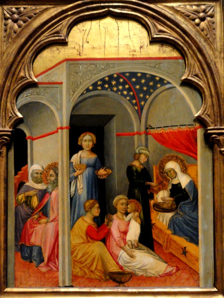 The Nativity of the Virgin by Andrea di Bartolo, c. 1400, tempera on panel - National Gallery of Art, Washington - DSC00162
