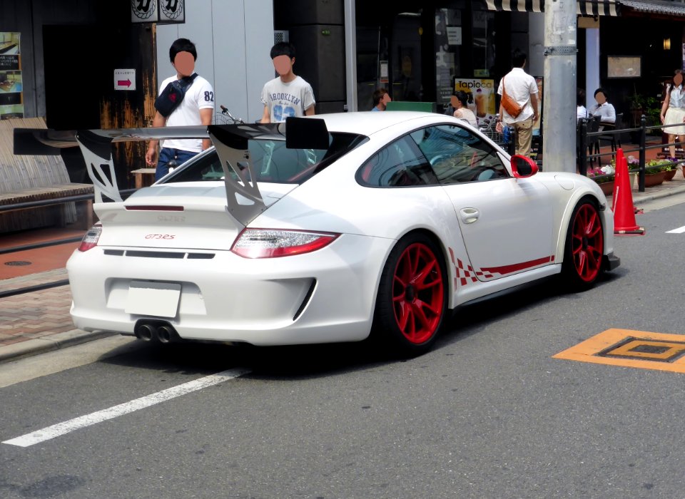 The rearview of Porsche 997 GT3RS