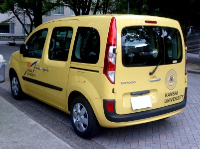 The rearview of Renault Kangoo II ZEN used as a business car of KANSAI UNIVERSITY