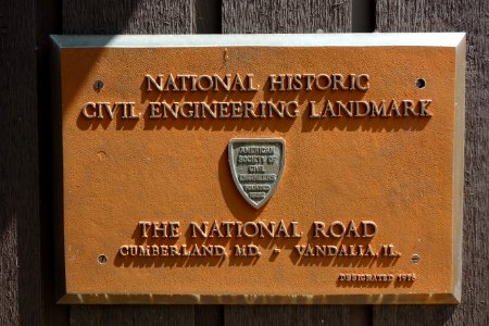 The National Road - National Historic Civil Engineering Landmark plaque - National Road Museum - DSC02787