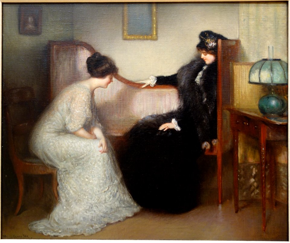 The Visit by Walter Gilman Page, 1890s, oil on canvas - Chazen Museum of Art - DSC02275