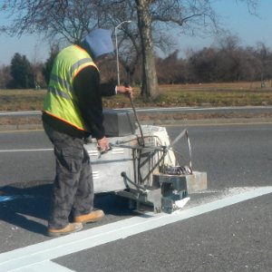 Thermoplastic stripe applicator Marine Pkwy Bk jeh