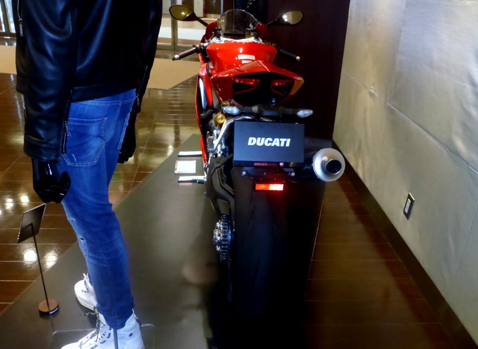 The rearview of DUCATI 1199 Panigale S