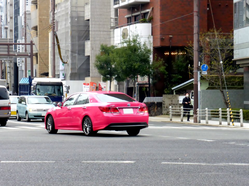 The rearview of Toyota Pink Crown