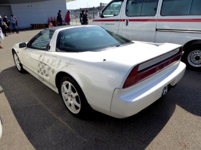 The rearview of Honda NSX (NA1) used as a marshal car of Suzuka Circuit