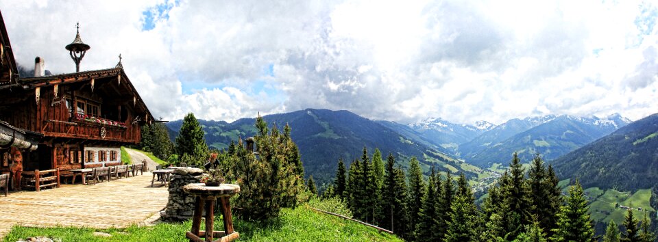 Alpbach valley view panorama
