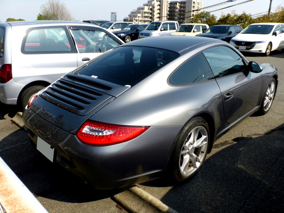 The rearview of Porsche 997 Carrera