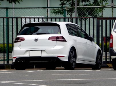 The rearview of Volkswagen GOLF VII R