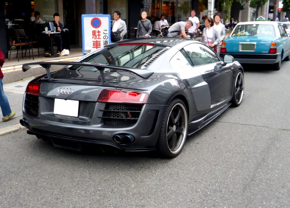 The rearview of tuned audi R8 V10 coupé