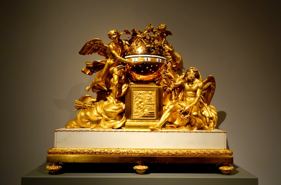 The Triumph of Love over Time, mantel clock signed Lepaute a Paris, France, probably c. 1780-1790, gilt bronze, enamel, marble, 17.190.2126 - Metropolitan Museum of Art - New York City - DSC07617