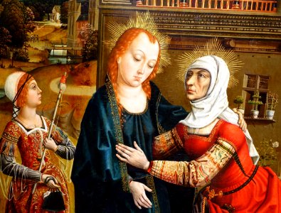 The Visitation by the Master of the Retablo of the Reyes Catolicos (Master of the Catholic Kings), detail, 1496-1497, oil on wood - University of Arizona Museum of Art - U. Arizona - Tucson, AZ - DSC08149