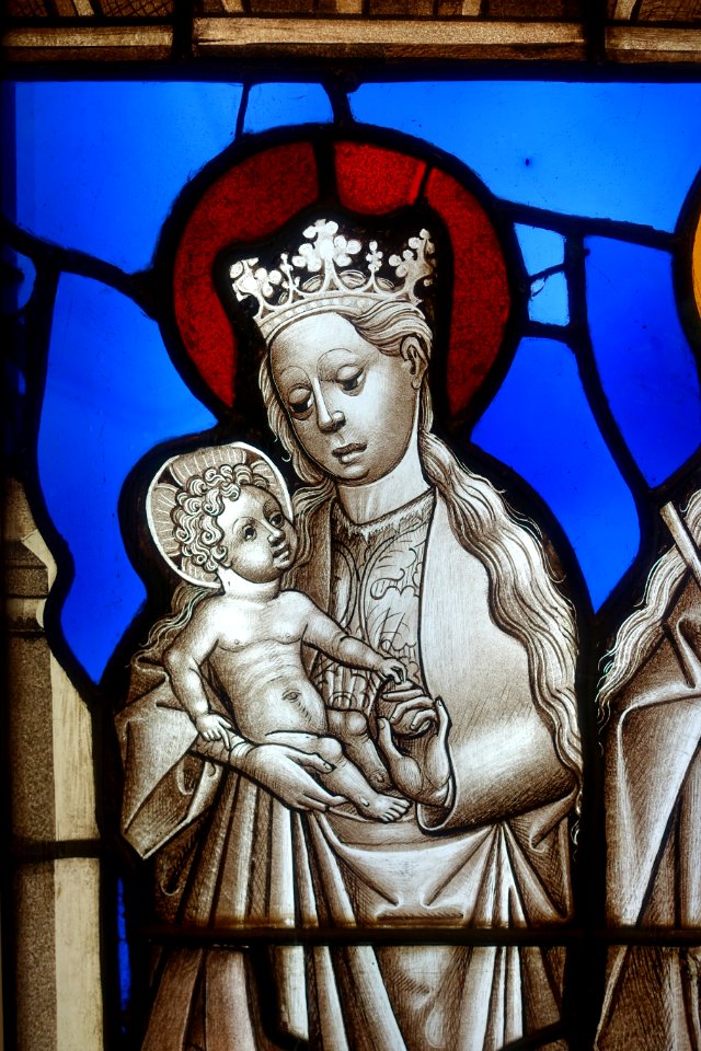 The Virgin and Child and St. Ursula, Cologne, c. 1450-1460, stained glass, detail - Museum Schnütgen - Cologne, Germany - DSC09785