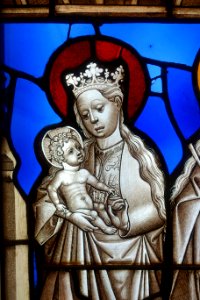 The Virgin and Child and St. Ursula, Cologne, c. 1450-1460, stained glass, detail - Museum Schnütgen - Cologne, Germany - DSC09785