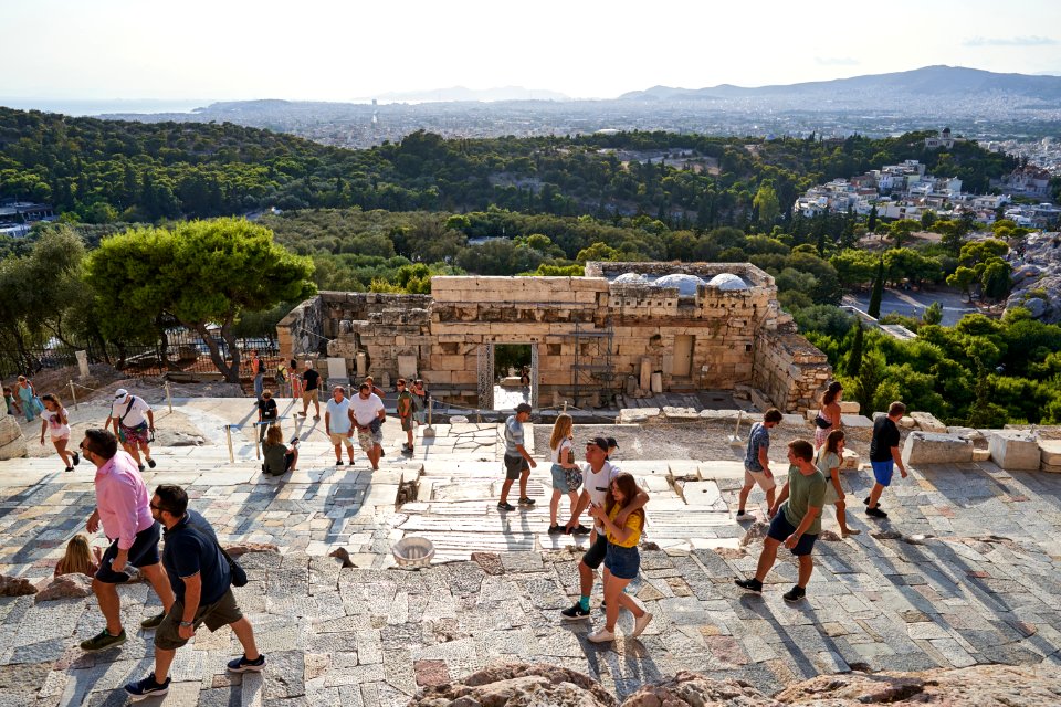 The view from the Propylaea (Acropolis) on September 20, 2020