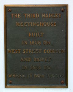 Third Hadley Meetinghouse plaque - Hadley, Massachusetts - DSC07607
