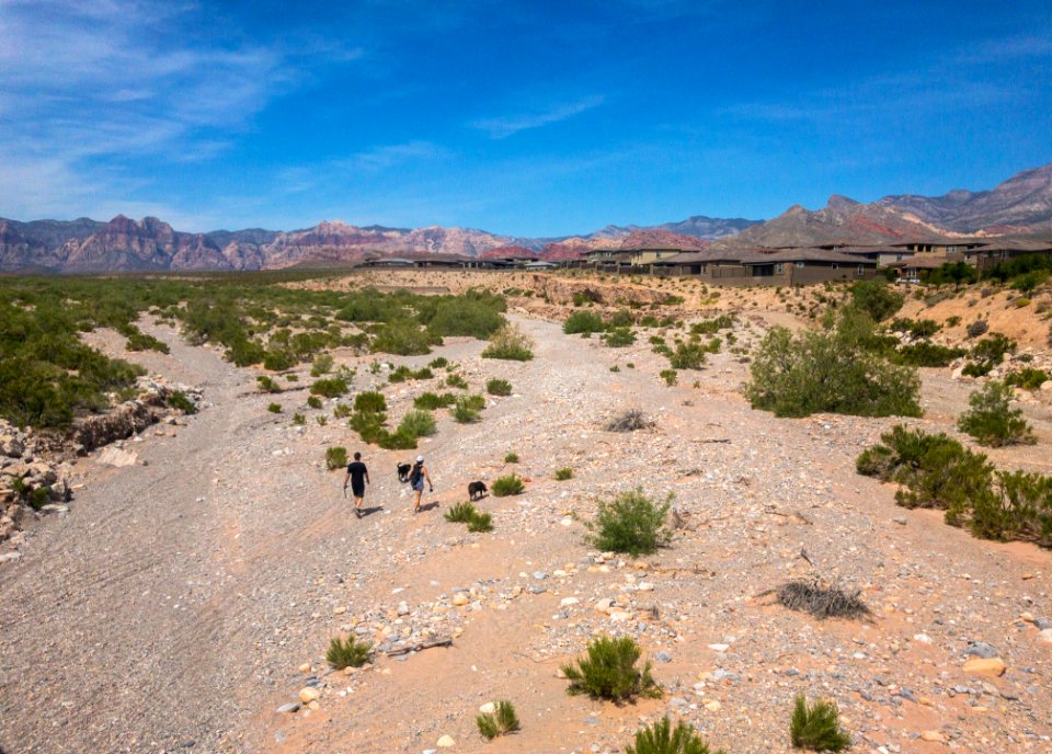 The view above the desert wash called Red Rock Wash