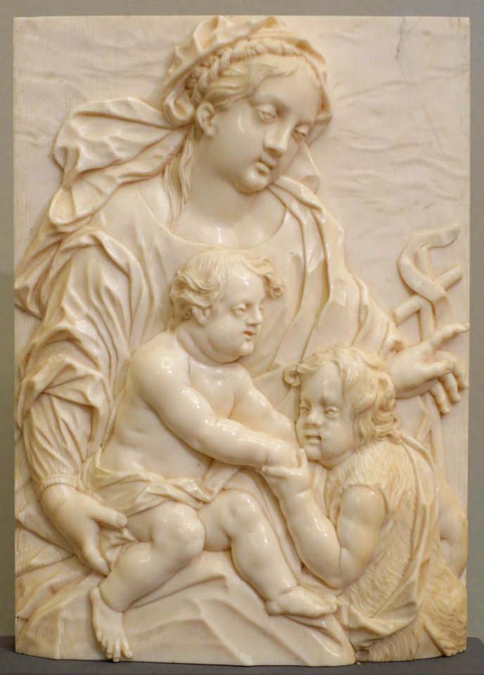 The Virgin with Jesus and St. John the Baptist, by Christian Kirchner (1691-1732), Dresden, c. 1530 - Bode-Museum - DSC03371