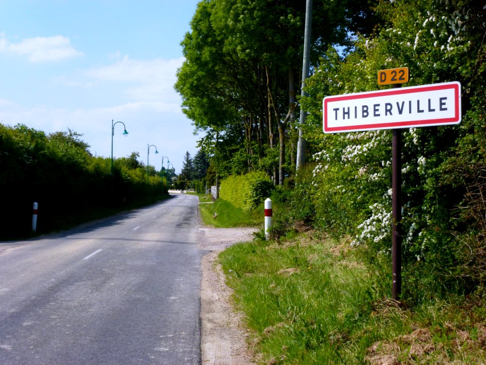 Thiberville (Eure, Fr) city limit sign