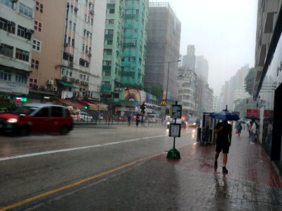 The scene of the Hong Kong Observatory during the red rainstorm warning signal in To Kwa Wan, Kowloon City District on October 5, 2020 03 photo