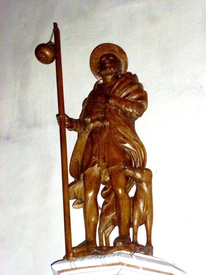 Thiberville (Eure, Fr) église Saint Taurin, statue Saint Roch pélerin