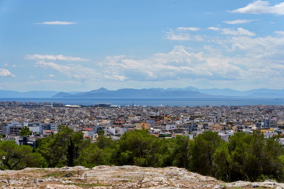 The Saronic Gulf and the island of Aegina from the plateau of Melite on June 17, 2020