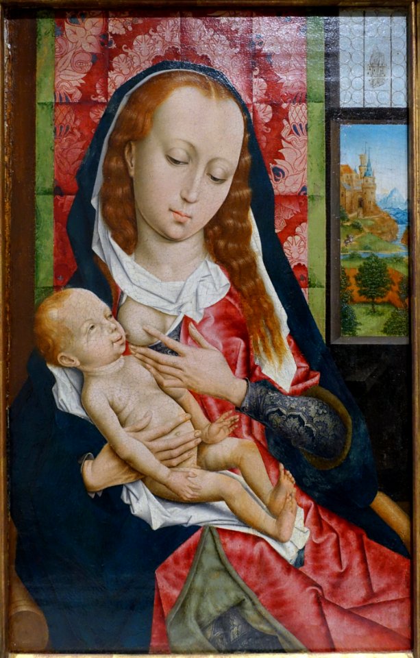 The Virgin and Child, Follower of Rogier van der Weyden, Netherlandish, c. 1480, oil on redwood panel - Fogg Art Museum, Harvard University - DSC01014