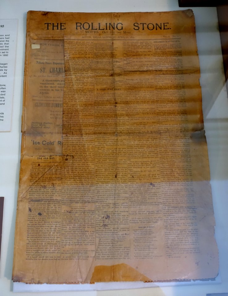 The Rolling Stone, April 21, 1894 - O. Henry Museum - Austin, Texas - DSC09247