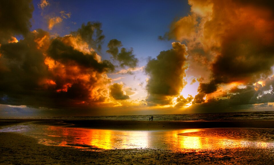 Coast water evening sky