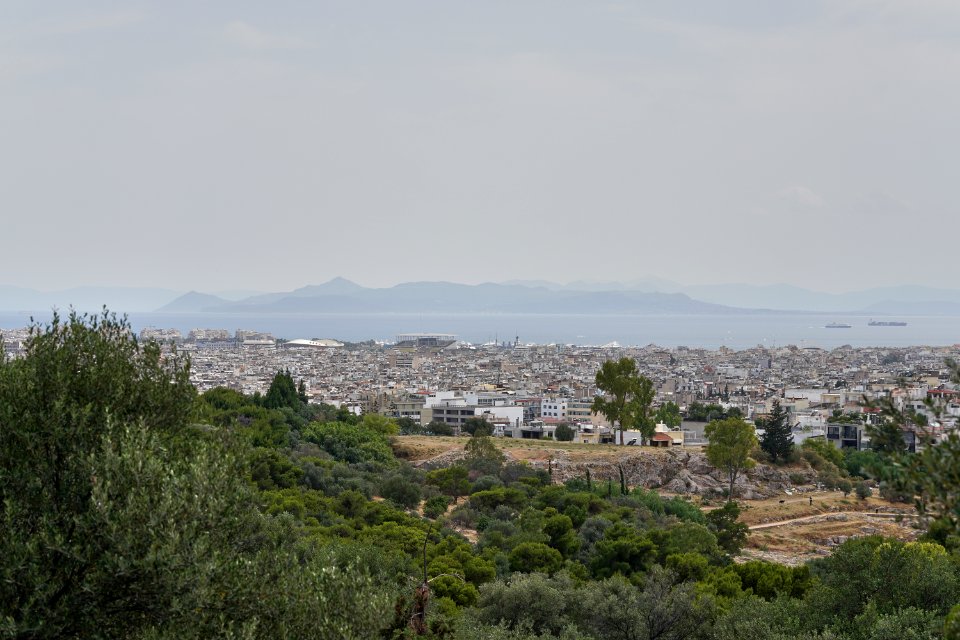 The Saronic Gulf and the island of Aegina from the Pnyx on June 15, 2020