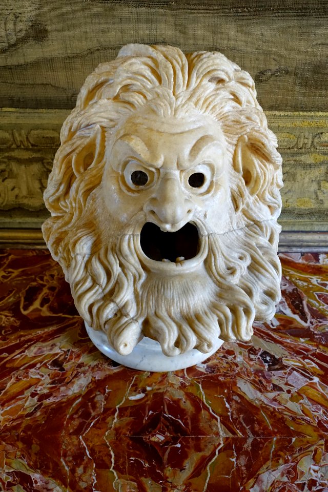 Theatrical mask, S 1167, Roman period, from Villa Altieri, marble - Musei Capitolini - Rome, Italy - DSC05917