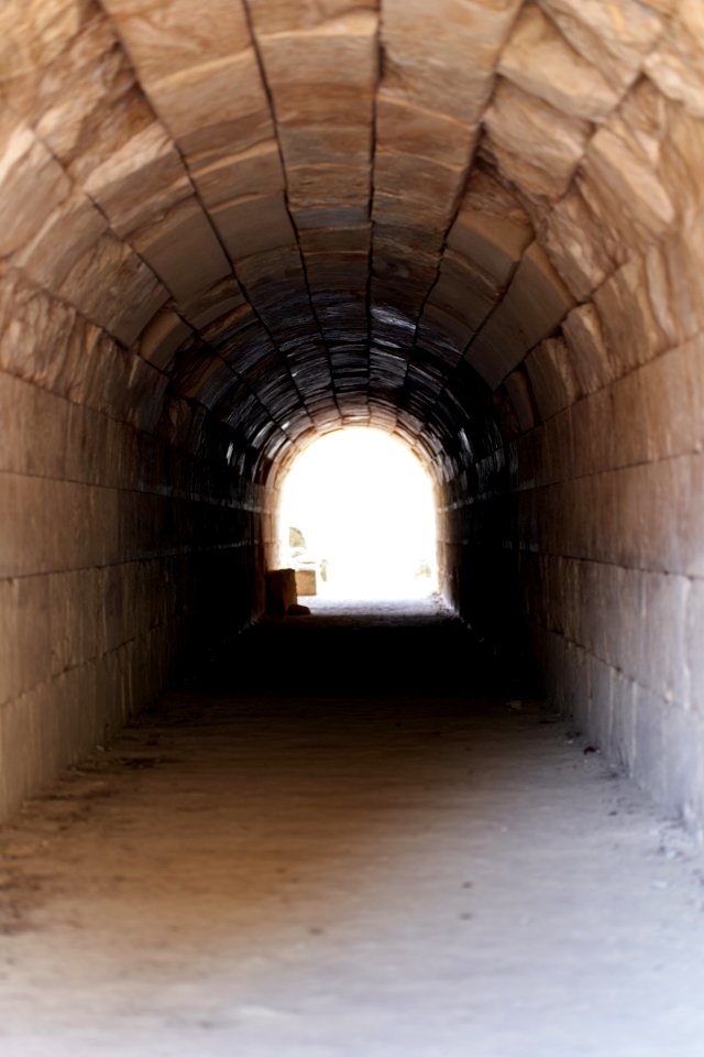 The vaulted tunnel entrance to the Stadium of Nemea on October 31, 2019
