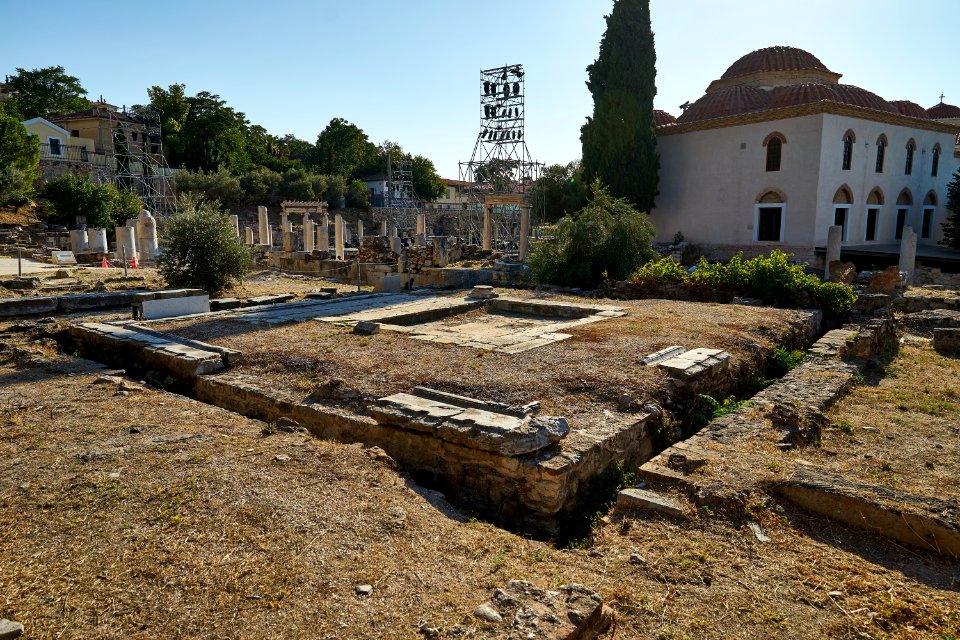 The Roman latrines (latrinae) in the Roman Agora of Athens on July 15, 2020