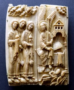 The Three Marys at the Sepulchre, Cologne, c. 1150-1160, walrus ivory - Museum Schnütgen - Cologne, Germany - DSC00147