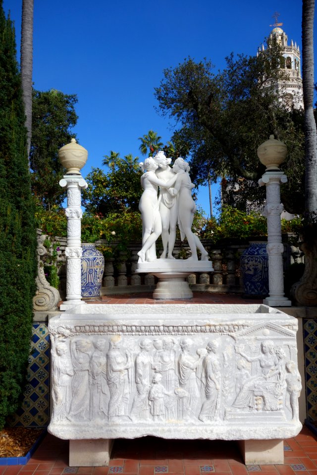 The Three Graces by Antonio Canova (copy) with sarcophagus - Hearst Castle - DSC06410