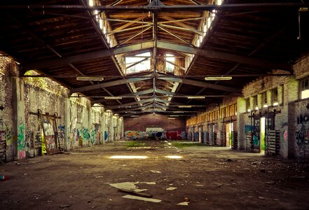 Ruin railway depot train