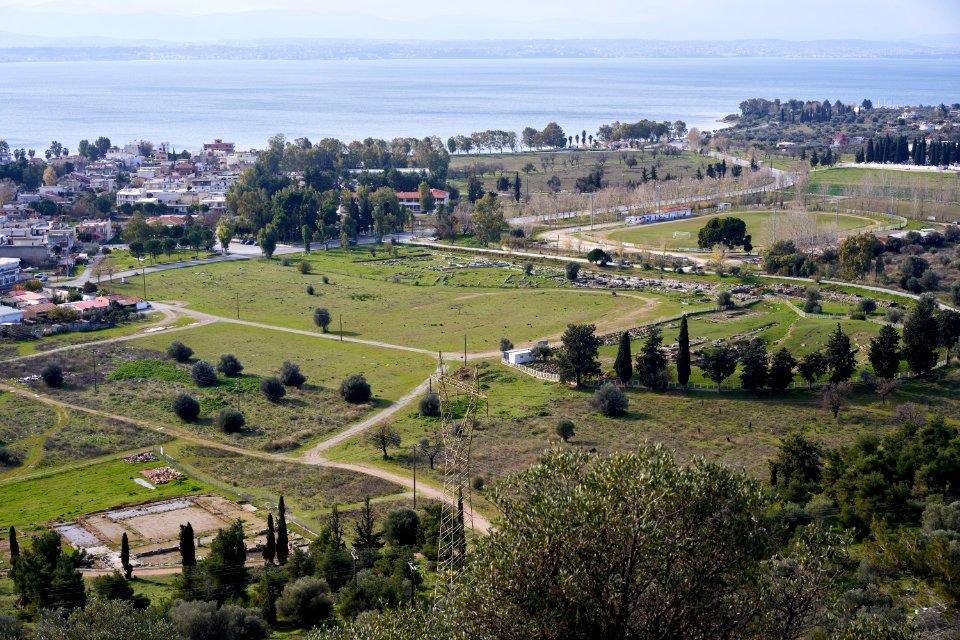 The Theatre of Eretria and the Gymnasium from the Acropolis on January 16, 2020