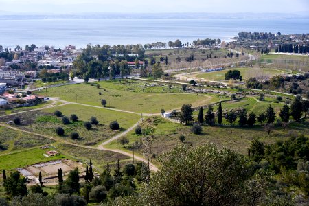 The Theatre of Eretria and the Gymnasium from the Acropolis on January 16, 2020
