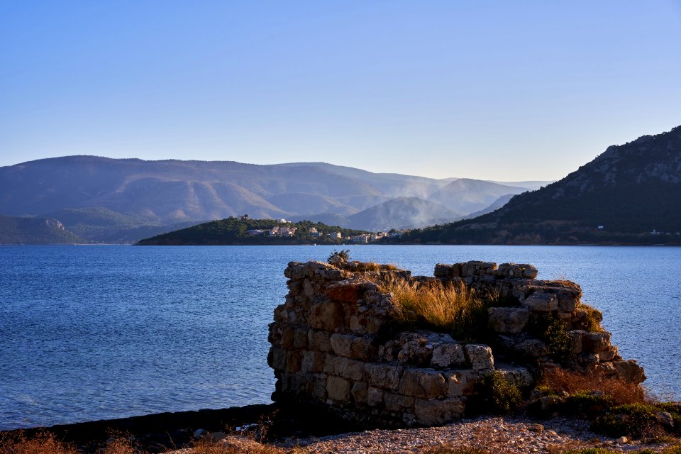 The tower at the entrance to the port of Ancient Kechries on January 10, 2020