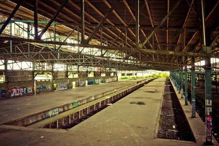 Ruin railway depot train photo