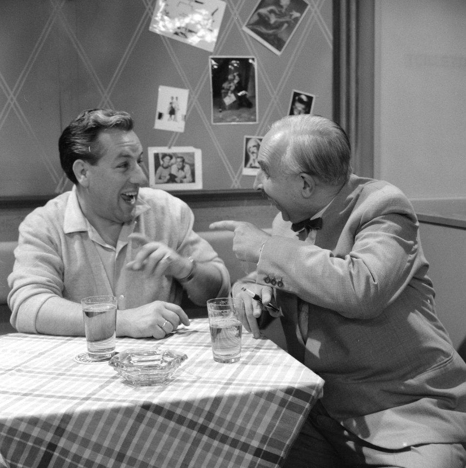 TV-spel De komiek. Hans Tiemeyer (rechts) en Ko van Dijk, Bestanddeelnr 913-8091