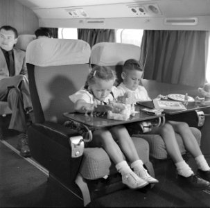 Twee kinderen in een KLM-vliegtuig, Bestanddeelnr 254-5471