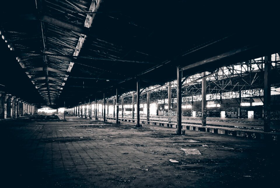 Ruin railway depot train