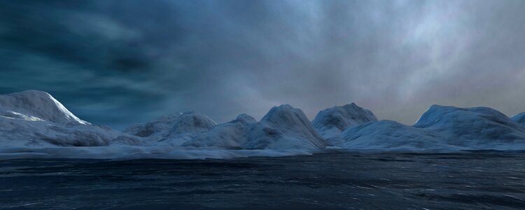 Cold arctic ocean coastlines photo