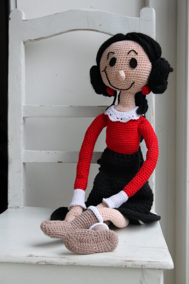 Crochet doll long doll spinach
