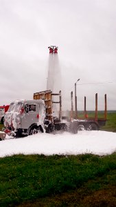 Turntable ladder. Firefighting foam